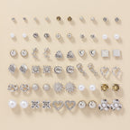A Set of 30 Stylish Heart-Shaped Letter Stud Earrings