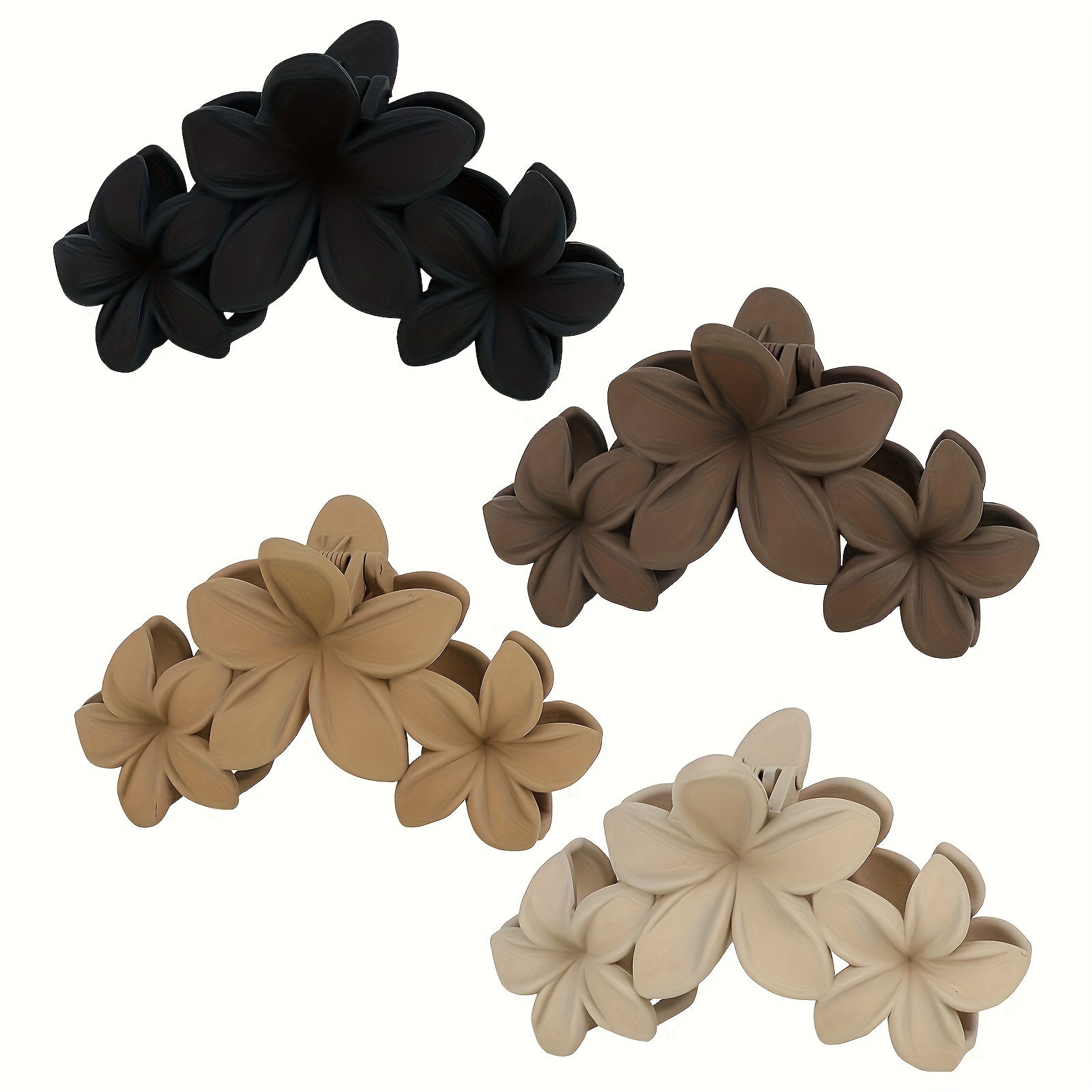 4pcs Elegant Vintage Style Non-Slip Matte Flower Hair Clips Set