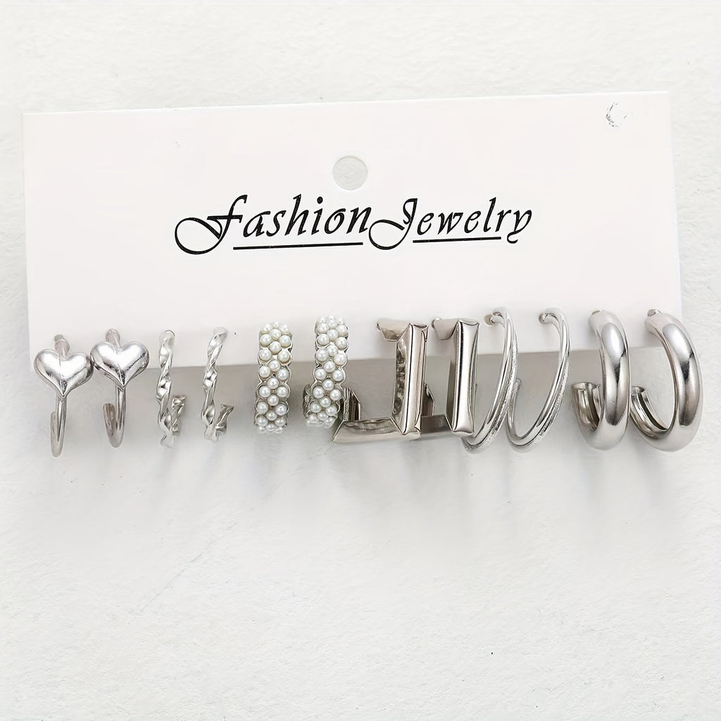 Punk Retro Circle Love Shape Women's Earrings Set