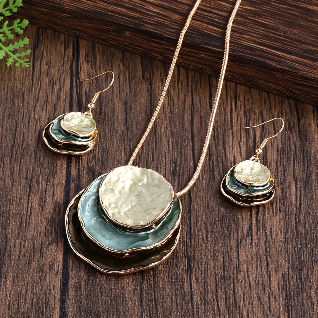 CRING COCO Bohemian 3-Layer Round Zinc Alloy Enamel Jewelry Set