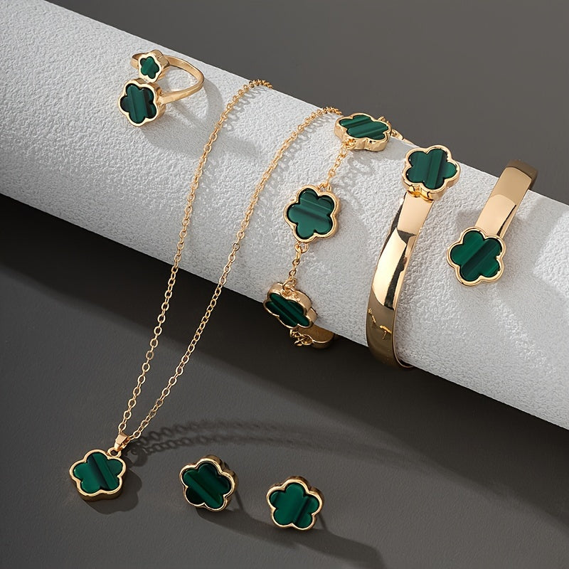 Lucky Flower Design Alloy Jewelry Set.