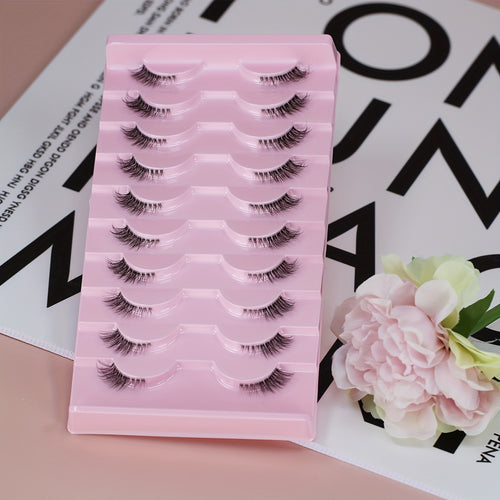 10 Pairs Thick Half Eyelashes 10mm Wispy Cat Eye Eyelashes
