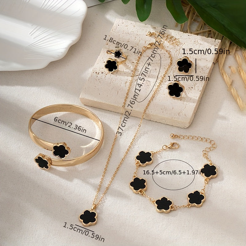 Lucky Flower Design Alloy Jewelry Set.