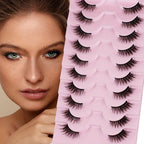 10 Pairs Thick Half Eyelashes 10mm Wispy Cat Eye Eyelashes