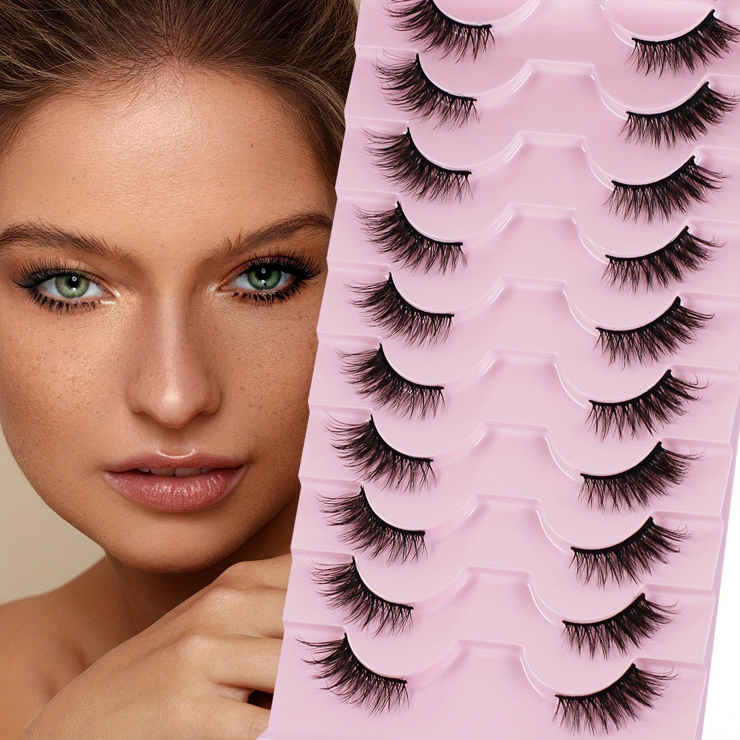10 Pairs Thick Half Eyelashes 10mm Wispy Cat Eye Eyelashes