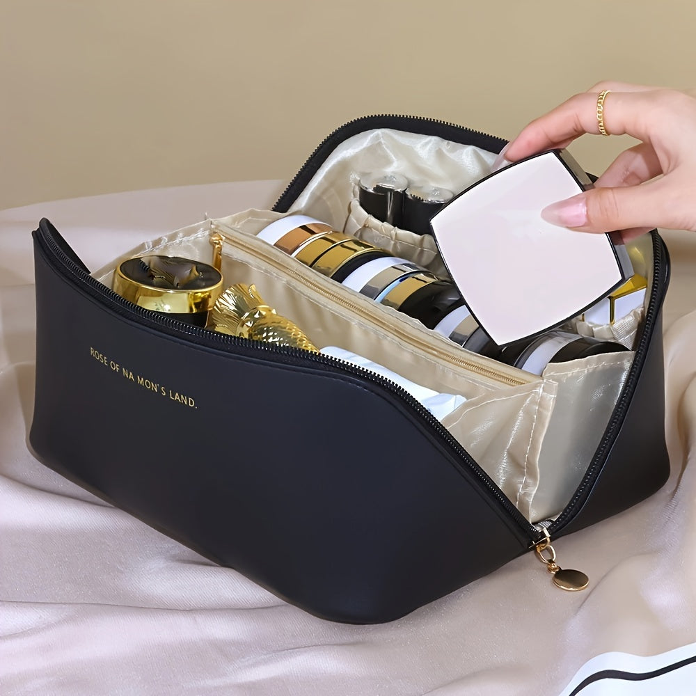 Large Capacity Makeup Bag Portable Zippered Pouch