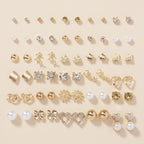 A Set of 30 Stylish Heart-Shaped Letter Stud Earrings