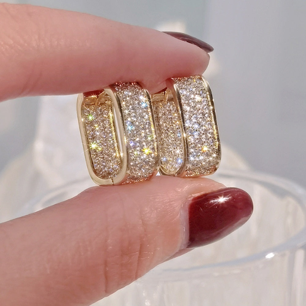 READKISS Luxury Paved CZ Hoop Earrings.