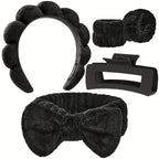 Set Spa Headband Wristband Set with Hair Claw Clips Skincare Headbands
