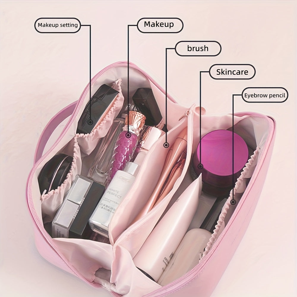 Large Capacity Makeup Bag Portable Zippered Pouch