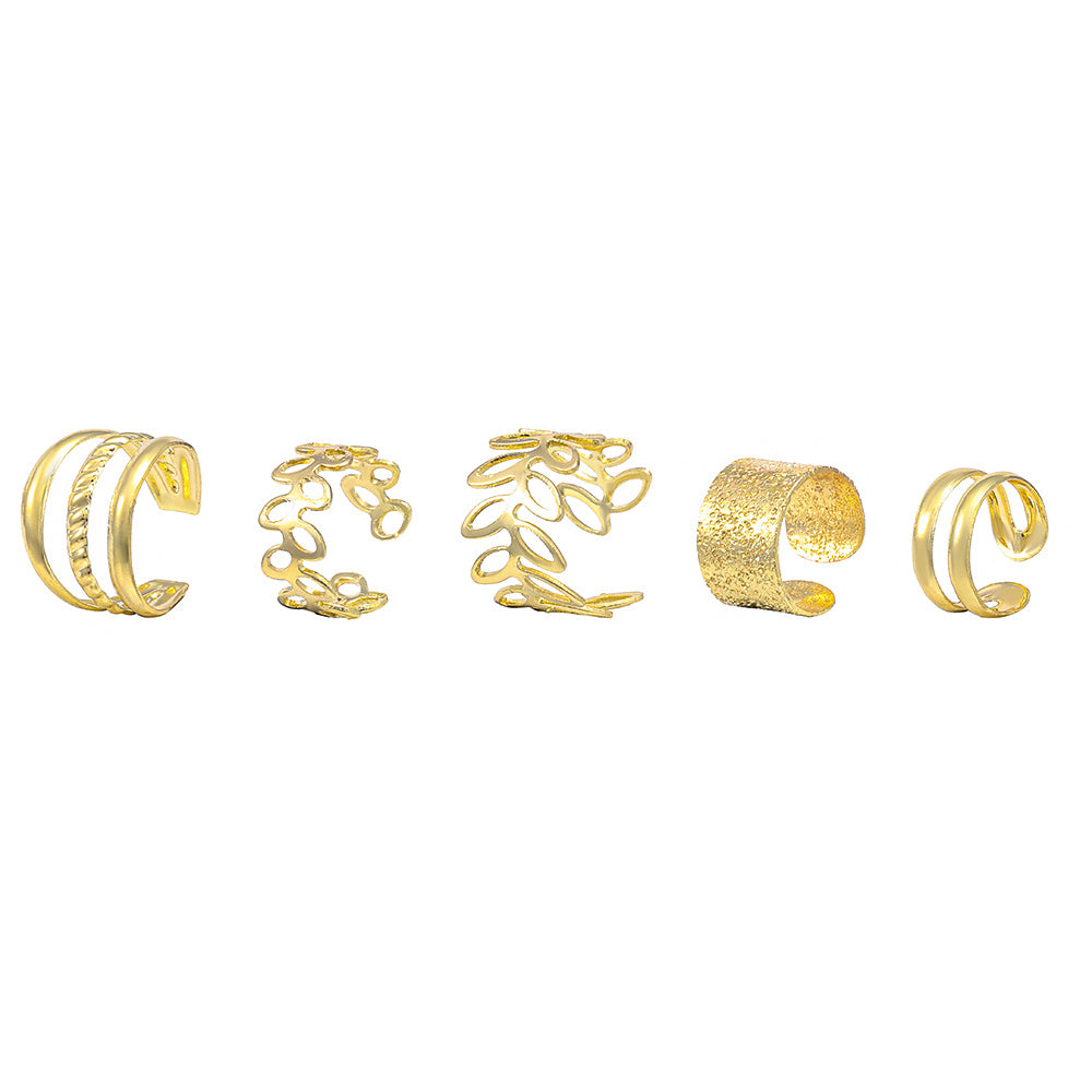 Hip Hop Y2K Style Leaf Cutout Ear Cuffs Set