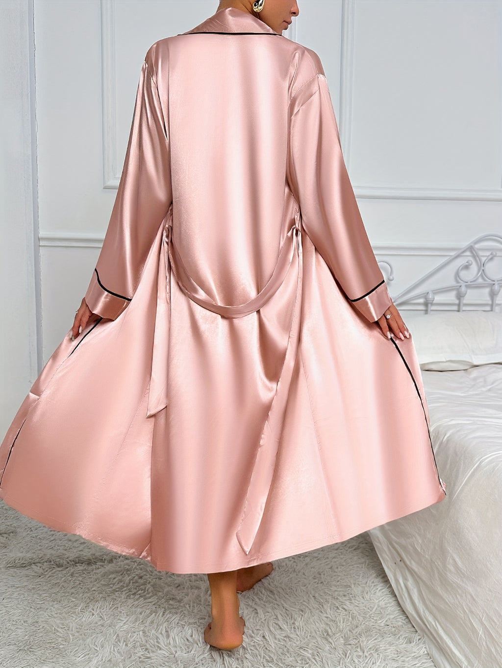 Women's Luxurious Silky Long Sleeve Robe set