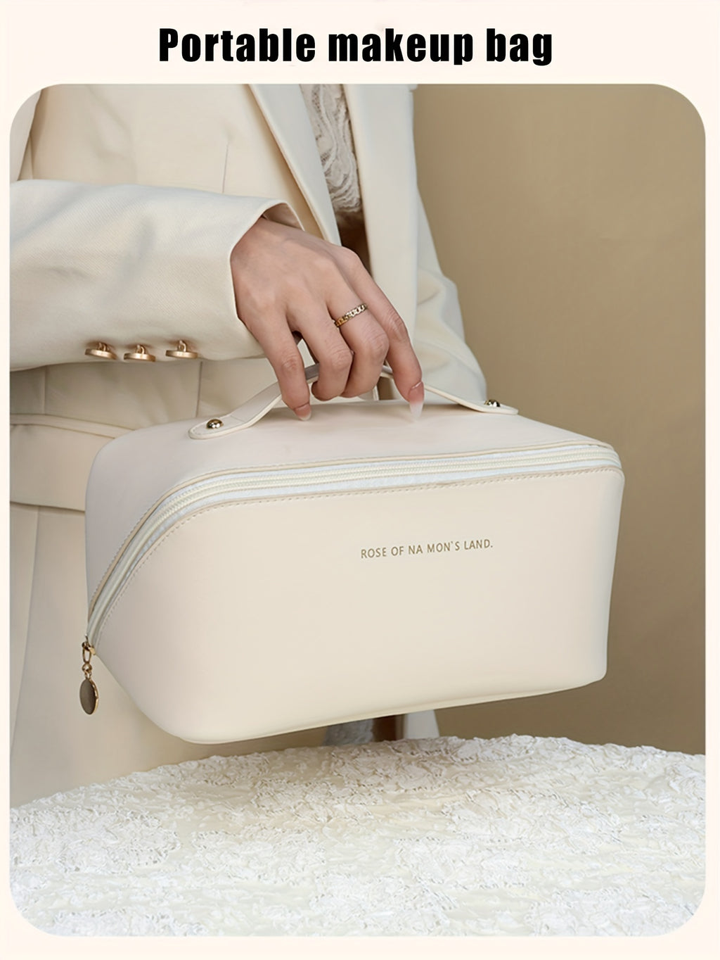 Large Capacity Makeup Bag Portable Zippered Pouch