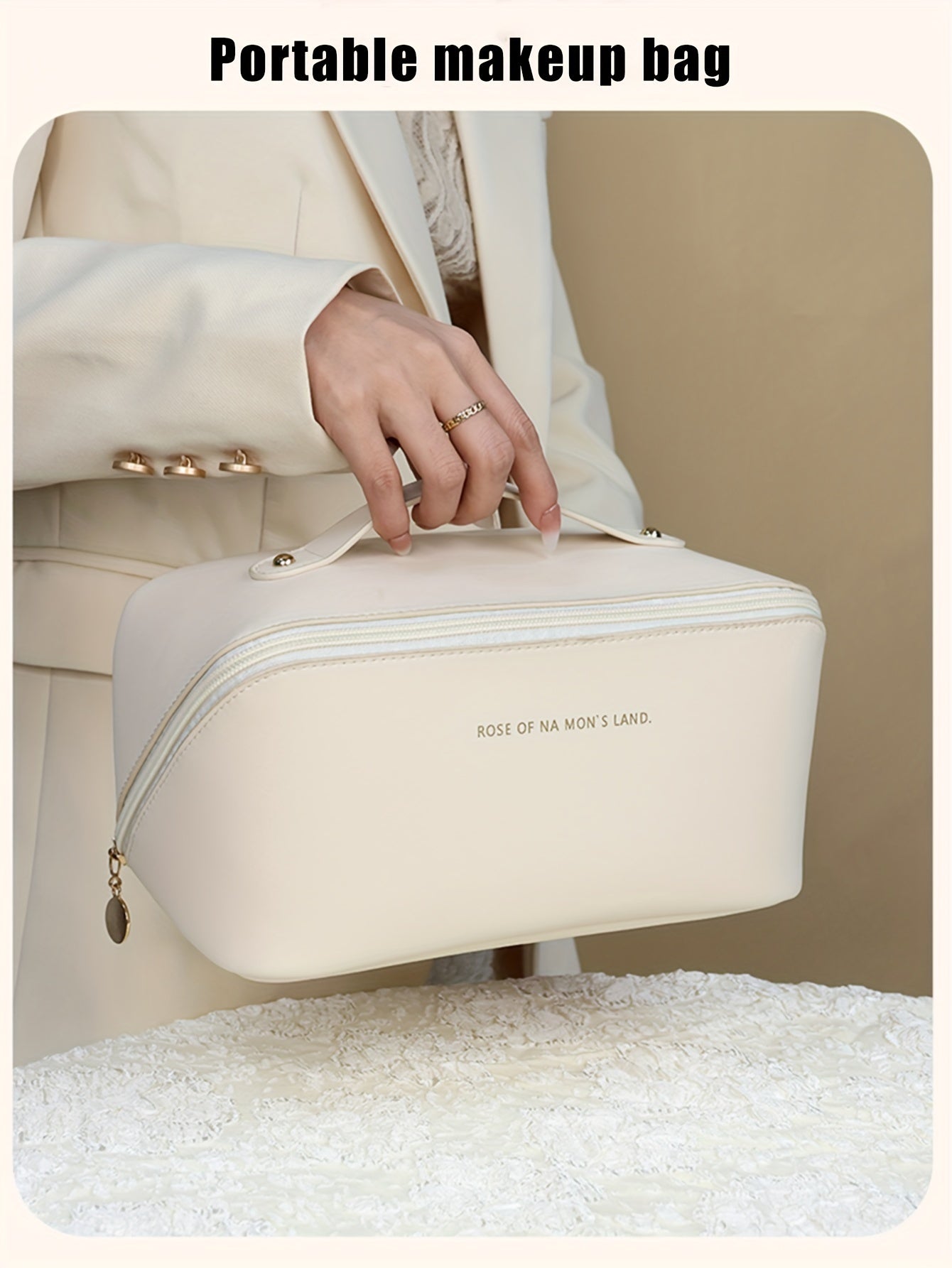 Large Capacity Makeup Bag Portable Zippered Pouch