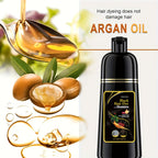 3-in-1 black hair dye shampoo bottle, natural plant pigments