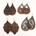 4 Pairs/ Set Vintage Carved Flower Pattern Jewellery