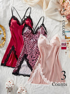 Slit Contrast Lace Pyjama Set