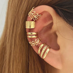 Hip Hop Y2K Style Leaf Cutout Ear Cuffs Set