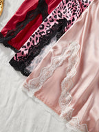 Slit Contrast Lace Pyjama Set