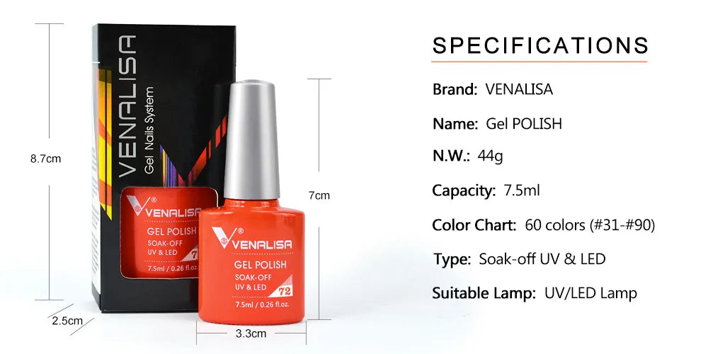 VENALISA Nail Glitter Gel Polish Semi Permanent Gellack.