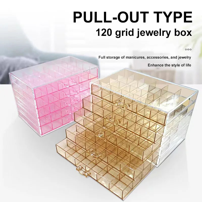 120 Grid Acrylic 5-Layer Drawer Detachable Jewelry Storage Box