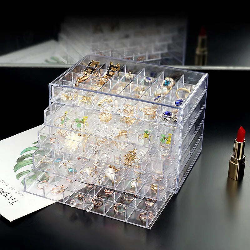 120 Grid Acrylic 5-Layer Drawer Detachable Jewelry Storage Box