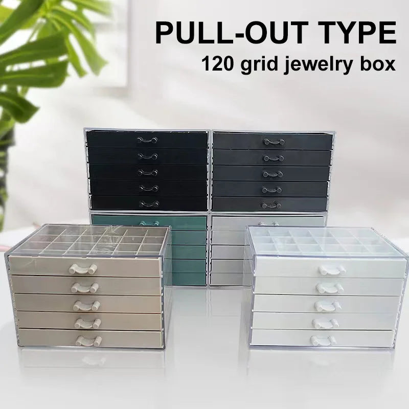 120 Grid Acrylic 5-Layer Drawer Detachable Jewelry Storage Box