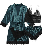Women's Sexy Pajamas Nightgowns Lingerie Shorts 4-piece
