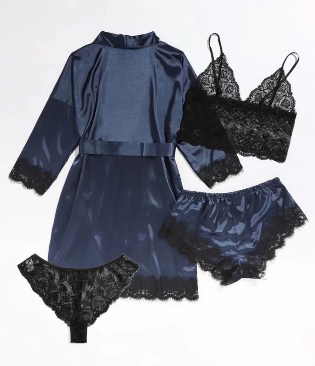 Women's Sexy Pajamas Nightgowns Lingerie Shorts 4-piece