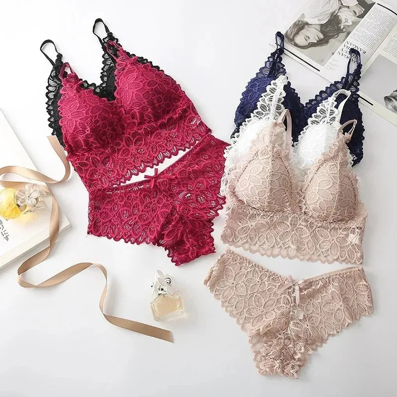 Lace Women Underwear Set Seamless Wire Free Bra Set
