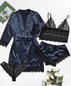 Women's Sexy Pajamas Nightgowns Lingerie Shorts 4-piece