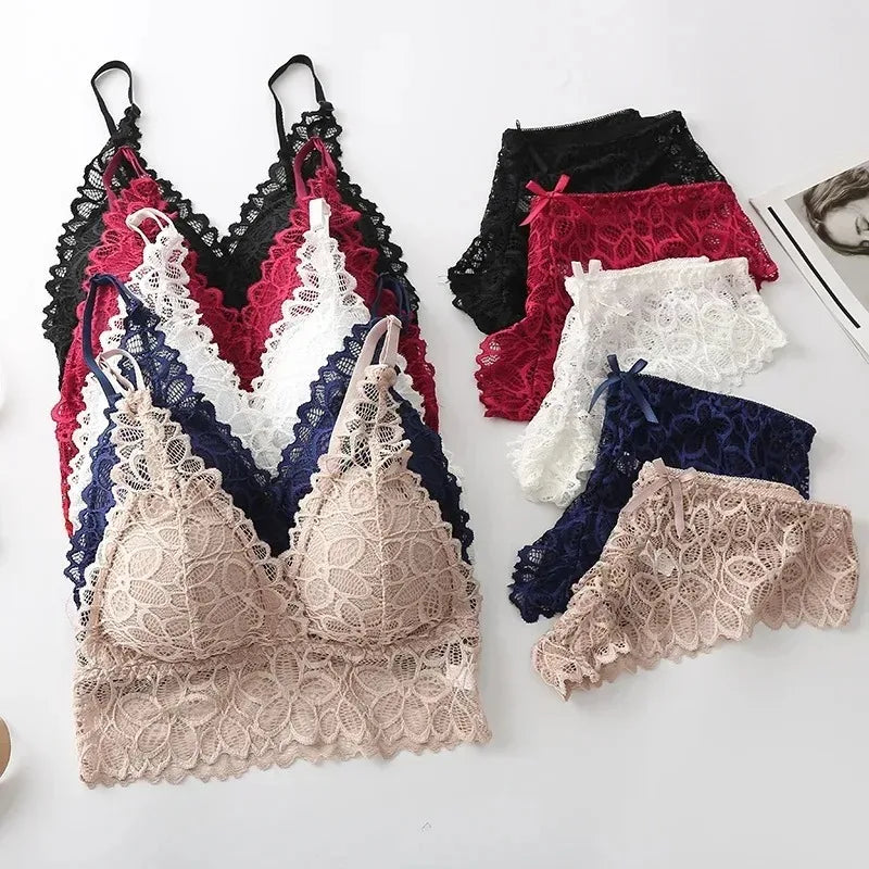 Lace Women Underwear Set Seamless Wire Free Bra Set