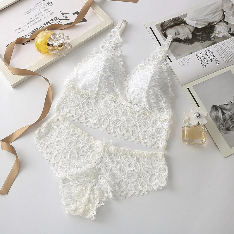 Lace Women Underwear Set Seamless Wire Free Bra Set