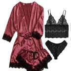 Women's Sexy Pajamas Nightgowns Lingerie Shorts 4-piece