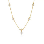 ANENJERY Inlaid Zircon Four-leaf Flower Chain Necklace.