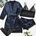 Women's Sexy Pajamas Nightgowns Lingerie Shorts 4-piece