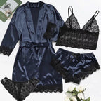 Women's Sexy Pajamas Nightgowns Lingerie Shorts 4-piece