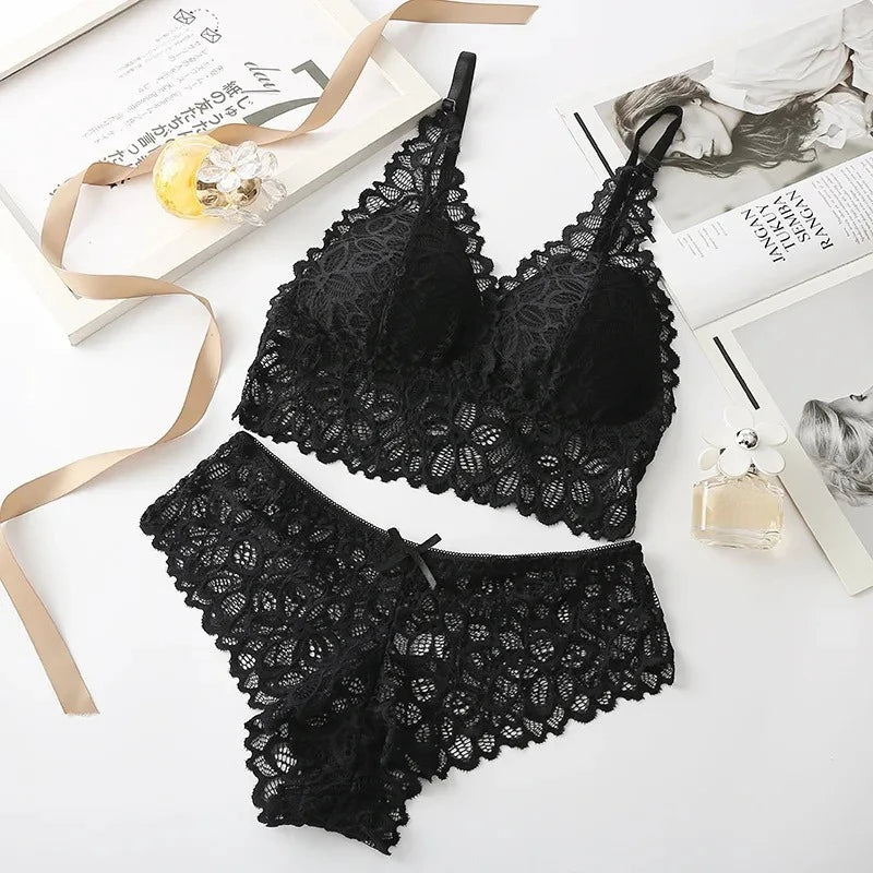 Lace Women Underwear Set Seamless Wire Free Bra Set