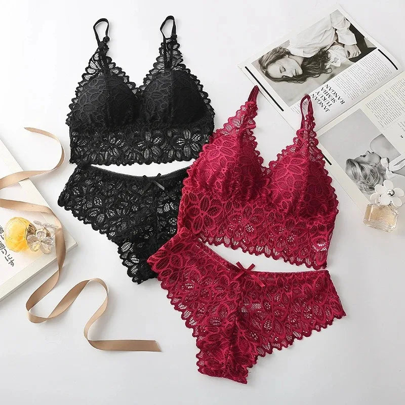 Lace Women Underwear Set Seamless Wire Free Bra Set