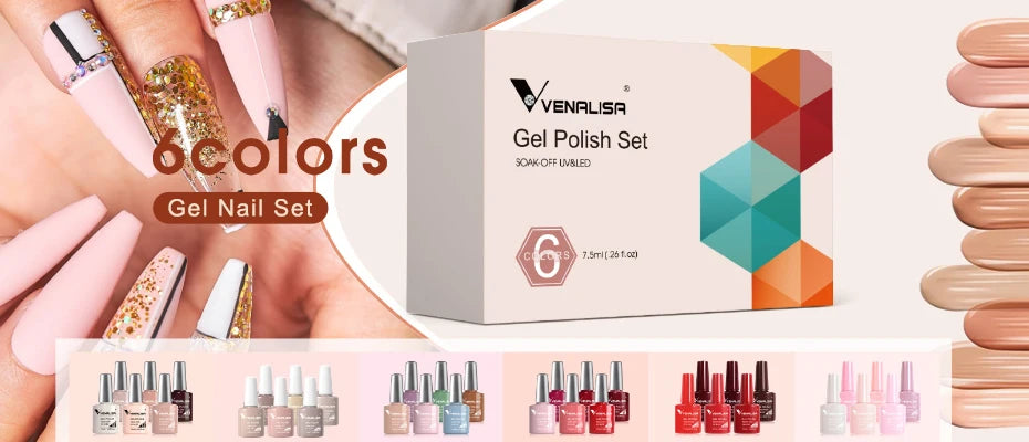 VENALISA Nail Glitter Gel Polish Semi Permanent Gellack.