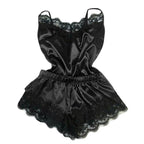 Nightwear Lace Trim Satin Cami Top Pyjama Set