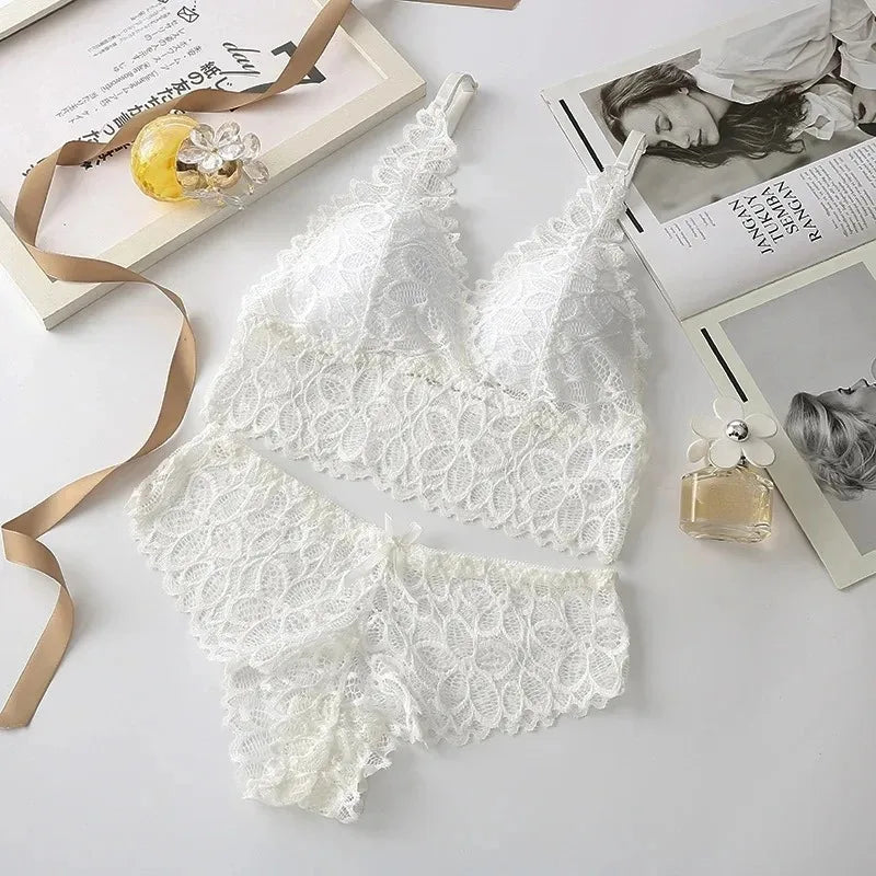Lace Women Underwear Set Seamless Wire Free Bra Set
