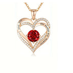 Luxury Red Zircon Pendant Necklaces With Rose Flower Gift Box
