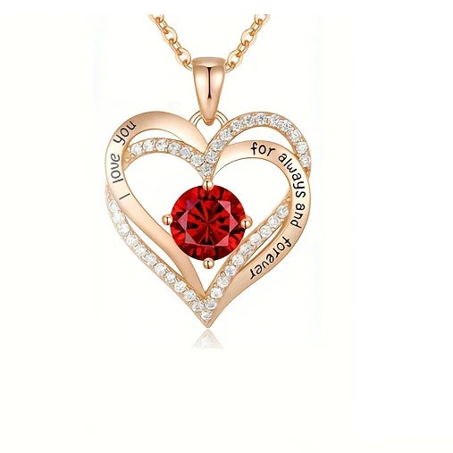 Luxury Red Zircon Pendant Necklaces With Rose Flower Gift Box