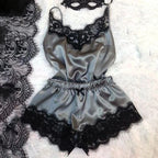 Nightwear Lace Trim Satin Cami Top Pyjama Set