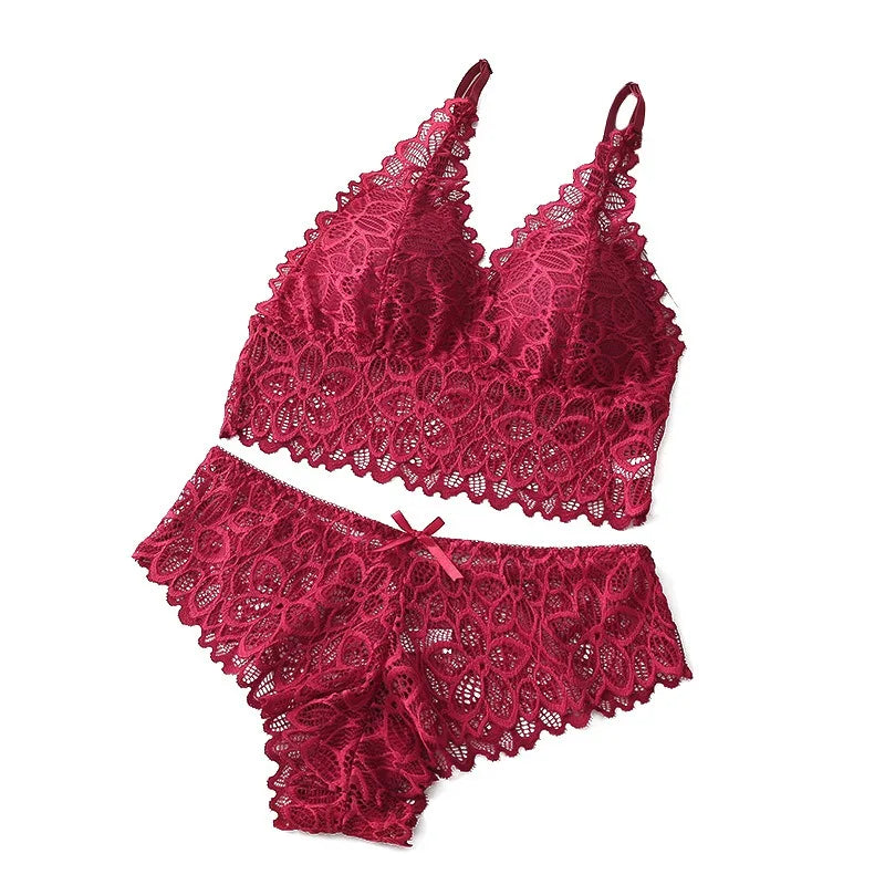 Lace Women Underwear Set Seamless Wire Free Bra Set