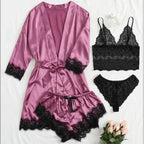 Women's Sexy Pajamas Nightgowns Lingerie Shorts 4-piece