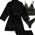 Women's Sexy Pajamas Nightgowns Lingerie Shorts 4-piece