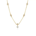 ANENJERY Inlaid Zircon Four-leaf Flower Chain Necklace.