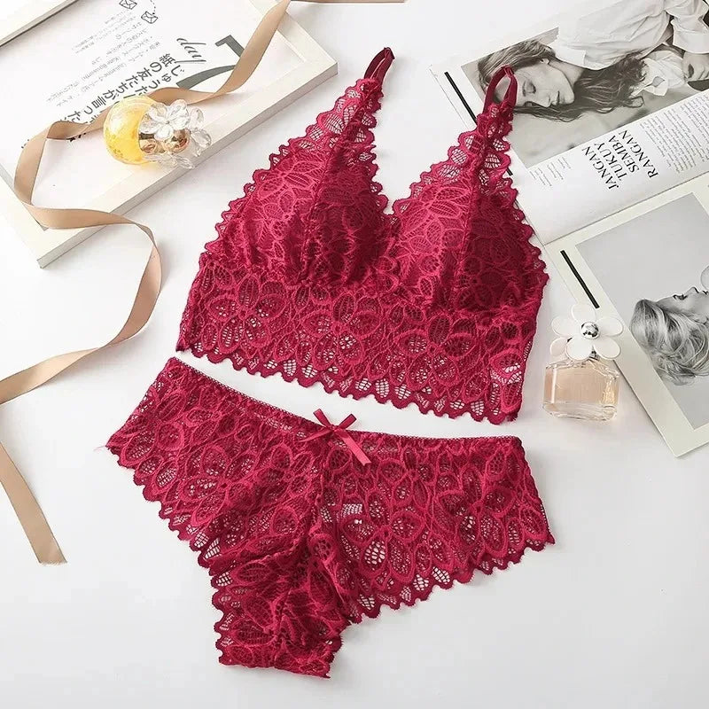 Lace Women Underwear Set Seamless Wire Free Bra Set